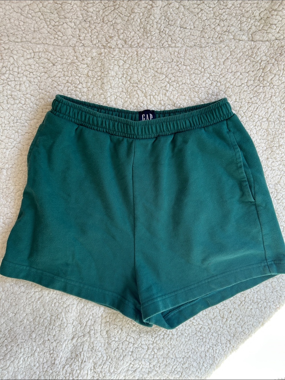 GAP Women's Dark Green Elastic-Waist Cotton Shorts